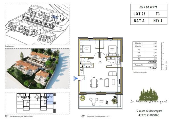 Vente Appartement70,02 m² - 3 Pièces - CHADRAC (43770)