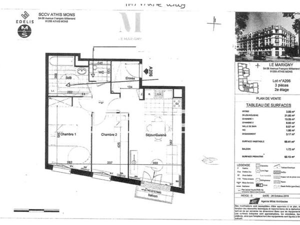 Location Appartement 3 pièces 60.4 m² - 10/12 RUE BAYETTO Athis Mons 91200