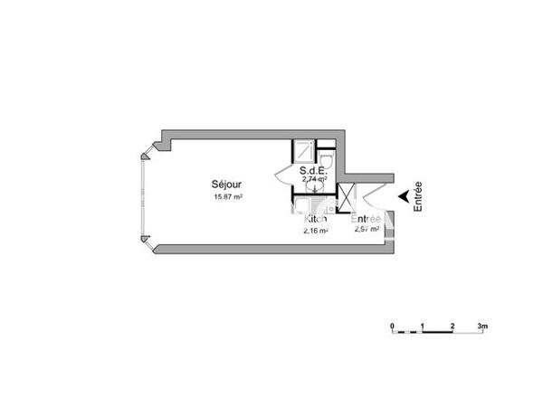 Location Studio 23.74 m² - 29 CHEMIN DES PEPINIERES Sceaux 92330
