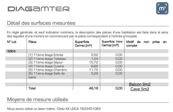 48m² 2 Pièces avec grand Balcon au Calme sans vis à vis
