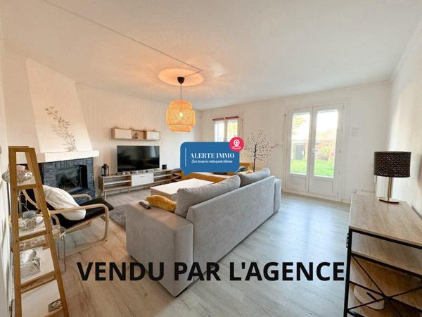 Roubaix Est Nouveau Roubaix, maison bel étage de 120 m2 hab et 190 m2 de surface totale, actuellement louée, 4 ch, garage, grand sous-sol, terrasse jardin + jardin collectif de 2000 m2