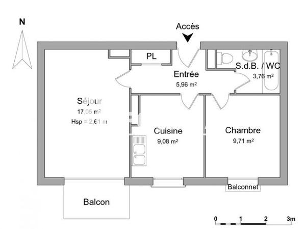 Location Appartement 2 pièces 45.56 m² - CARREFOUR SAINT ELOI Rodez 12000