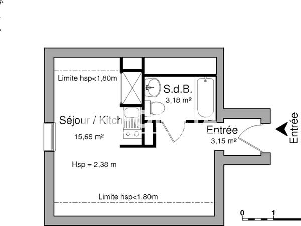 Location Studio 22.01 m² - 5 ALLEE DE L'ILE MEABAN Vannes 56000