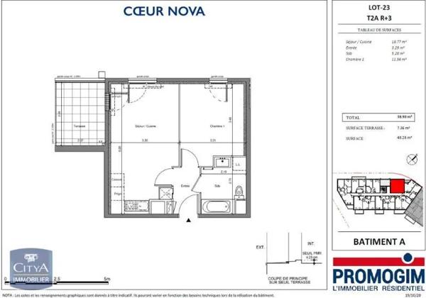 Appartement à louer 2 pièces 38.9m²