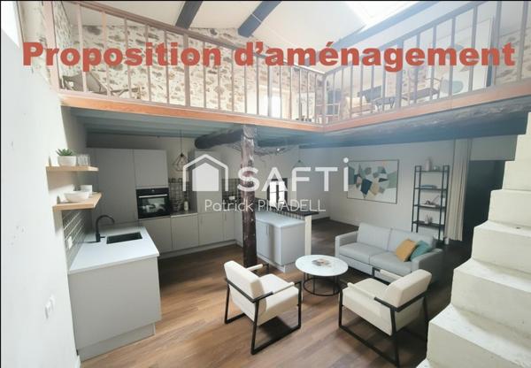 Maison d'habitation T5 de 171m² sur 3 niveaux, composée de 4 chambres dont une chambre parentale, d'un espace de vie de 44m², d'un garage et d'une grange.