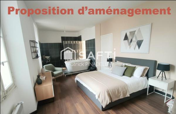 Maison d'habitation T5 de 171m² sur 3 niveaux, composée de 4 chambres dont une chambre parentale, d'un espace de vie de 44m², d'un garage et d'une grange.