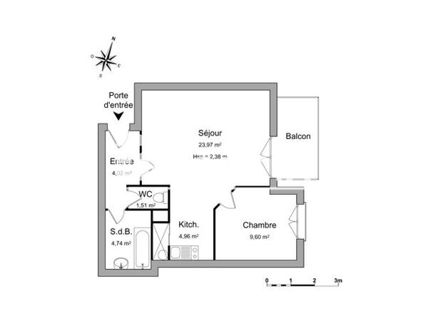Location Appartement 2 pièces 48.8 m² - 16 RUE BERNARD MULE Toulouse 31400