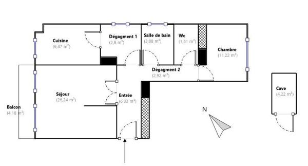 Issy-les-Moulineaux (92130) 3 pièces 61m² calme avec balcon