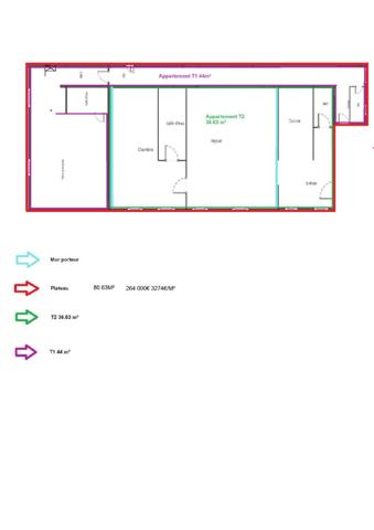 Plateau de 80m² Appartement T3 T1 T2