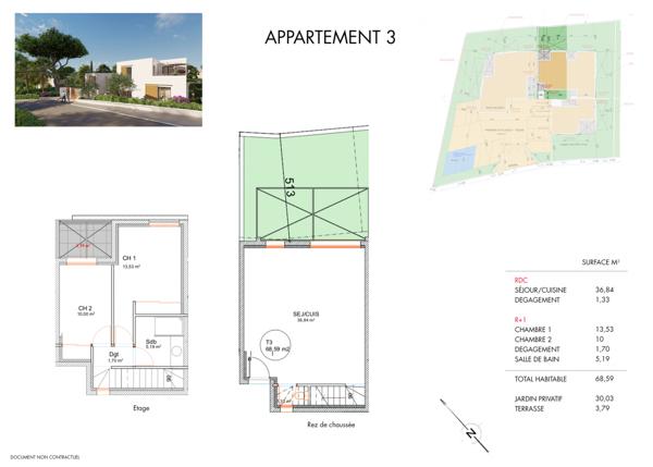 Six-Fours-les-Plages (83140) APPARTEMENT DUPLEX NEUF T3 avec terrasse et jardin