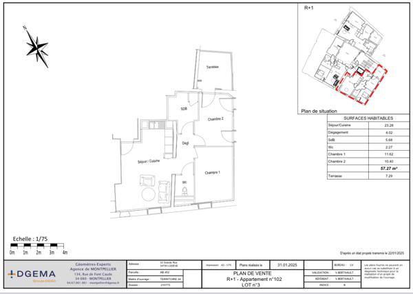 Lodève (34700) lot 3 - appartement - 3 pièces avec terrasse au premier étage - immeuble rénové avec ascenseur