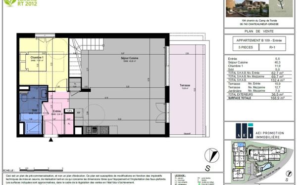 Appartement à vendre    5 pièces • 132,40 m2 Châteauneuf-Grasse