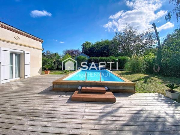 Maison plain pied 3 chambres, grand jardin et piscine.