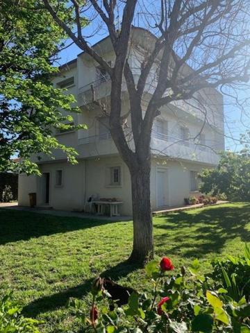 Grande maison avec trois appartements séparés sur joli terrain arboré.