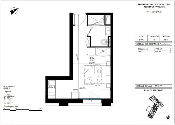Appartement Studio à vendre  1 pièce - 38,67 m 2   MONTEVRAIN  - 77
