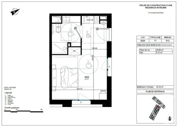 Appartement Studio à vendre  1 pièce - 38,67 m 2   MONTEVRAIN  - 77