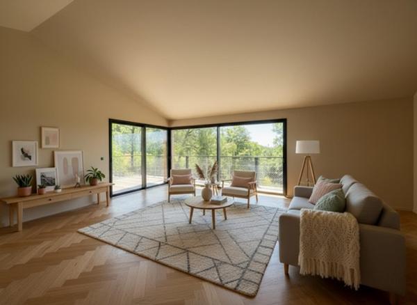 MAISON en BOIS neuve, 3 chambres avec son immense terrasse et sa vue panoramique sur la plaine Roanne/Charlieu