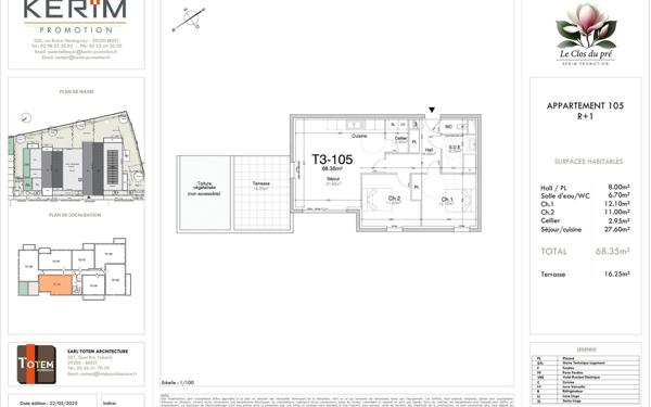 Appartement à vendre    3 pièces • 68,35 m2 Guilers
