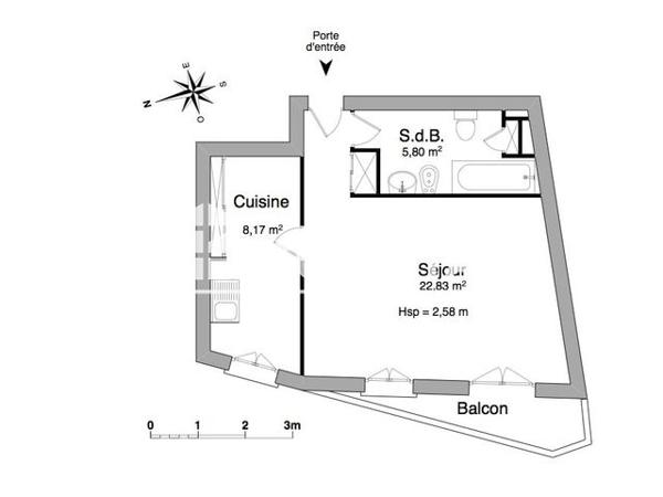 Location Studio 36.8 m² - 9 BIS RUE BOUTIN Bordeaux 33000