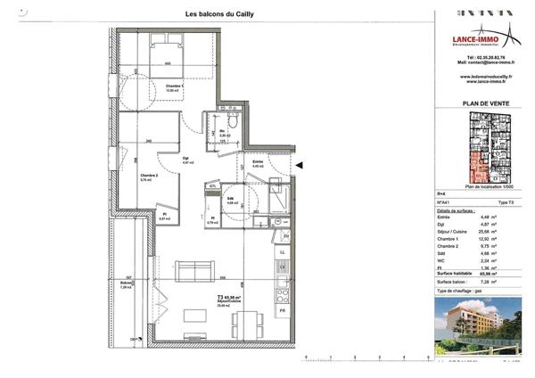 Appartement Maromme T3 neuf 66 m2 avec balcon