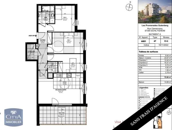 Location appartement 4 pièces de 75.06m²