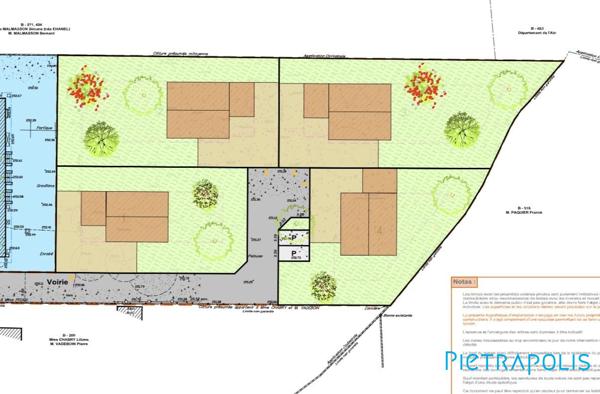 TERRAIN N°1 de 523m2 CONSTRUCTIBLE - centre SAINT TRIVIER S/MOIGNANS