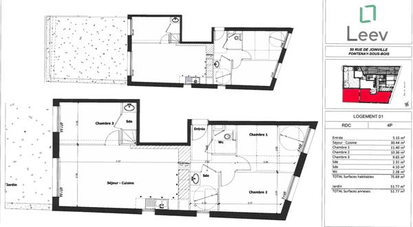 Appartement Fontenay Sous Bois 4 pièce(s) 78 m2