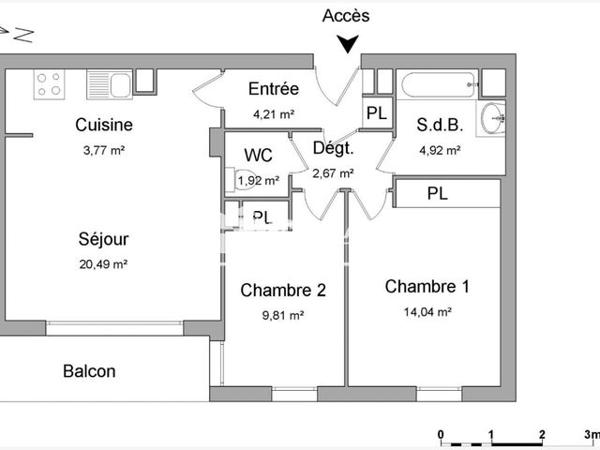 Location Appartement 3 pièces 61.83 m² - 6 RUE ERIK SATIE Fontenay Le Fleury 78330