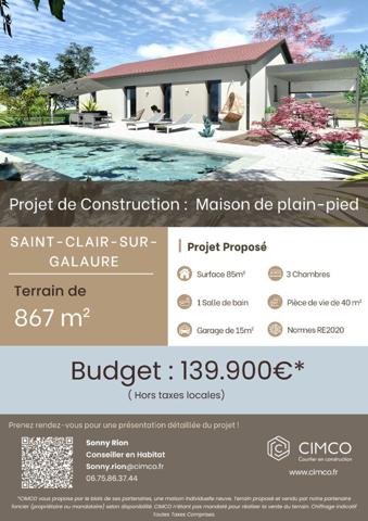 Terrain  à bâtir Saint Clair Sur Galaure 905m²