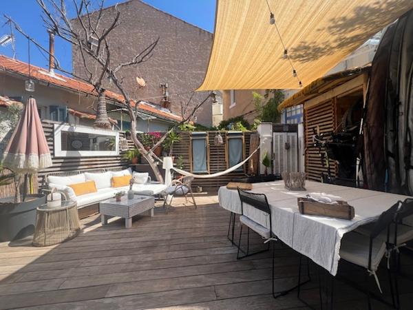 Marseille (13007) VENTE APPARTEMENT DUPLEX COMME UNE MAISON TYPE 4 81,59 M2 CARREZ (110 M2 HABITABLE) JARDIN TERRASSE BASSIN ST