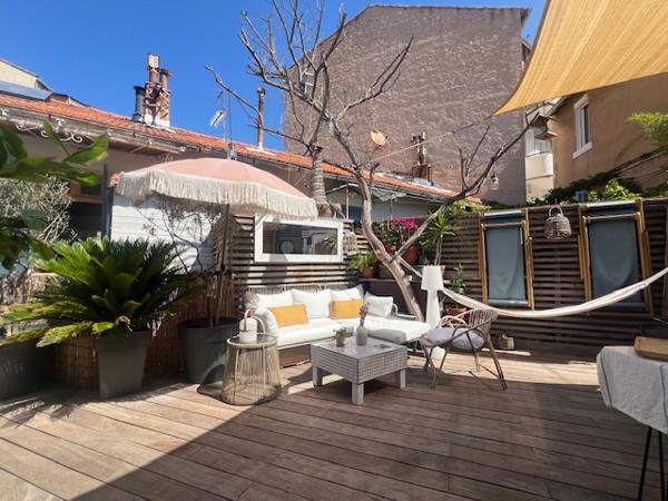 Marseille (13007) VENTE APPARTEMENT DUPLEX COMME UNE MAISON TYPE 4 81,59 M2 CARREZ (110 M2 HABITABLE) JARDIN TERRASSE BASSIN ST