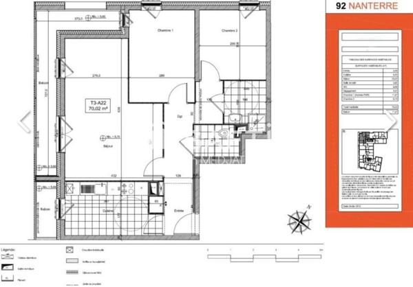 Appartement 2/3 chambres, balcons, parking et cave