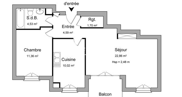 Location Appartement 2 pièces 55.06 m² - Montluel 01120