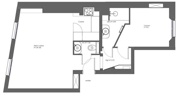À vendre - appartement - 44 m²  - Paris - 75006 - Saint-Germain-des-Prés