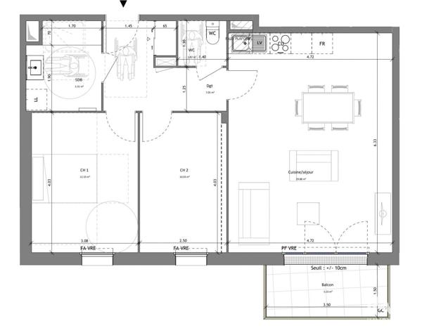 Appartement (neuf) à vendre 3 pièces 66 m² Saint-Avé
