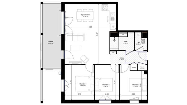 Appartement à vendre 4 pièces 75 m² Tullins