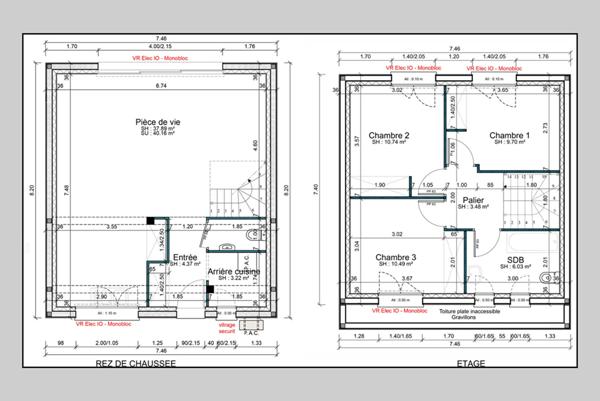 Maison neuve 3 chambres 87,77 m2 avec terrain de 212 m2