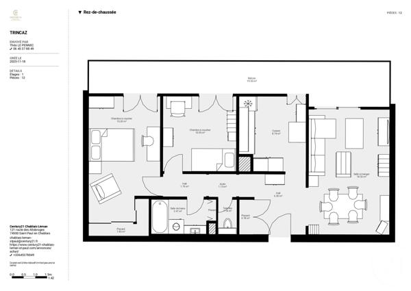 Appartement F3 à vendre  3 pièces - 69,49 m2 THONON LES BAINS - 74