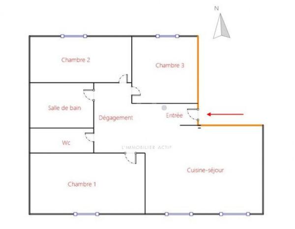 Amidonniers  55 m²  3 chambres  Petite copropriété