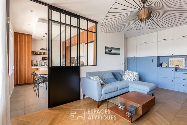 Appartement rénové par architecte avec balcon et vue dégagée