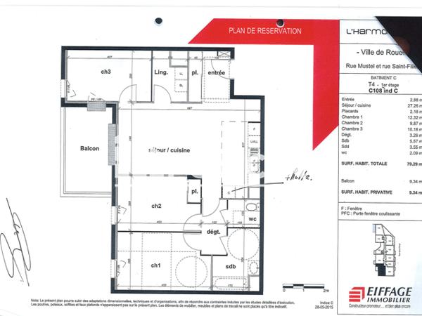 Location Appartement 3 pièces 79.18 m² - 27 RUE MUSTEL Rouen 76000