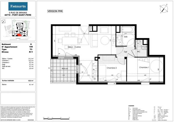 Appartement à vendre 3 pièces 60 m² Port-Saint-Père