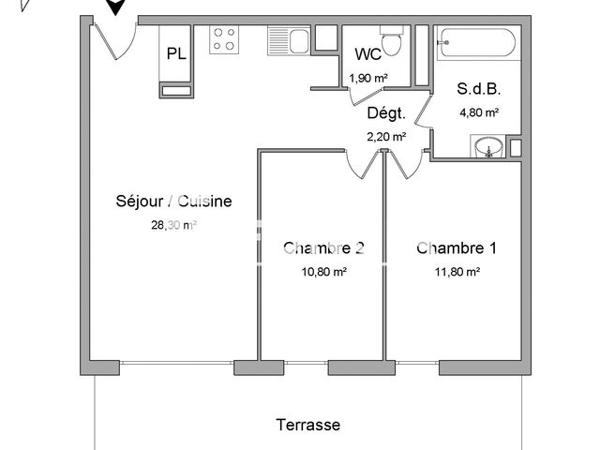Location Appartement 3 pièces 59.8 m² - 45 ALLEE LEONIE BRAS Montpellier 34070