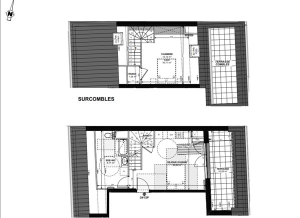 appartement à vendre 2 pièces STRASBOURG (67) avec terrasse, 2 places de stationnement et 1 cellier inclus