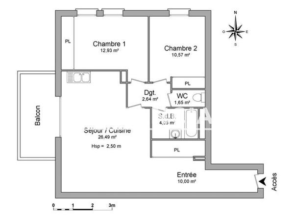 Location Appartement 3 pièces 68.3 m² - RUE LAFITTE Talence 33400