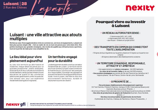 PROGRAMME NEUF LIVRAISON 4T2027 Appartement T1 à Luisant 28