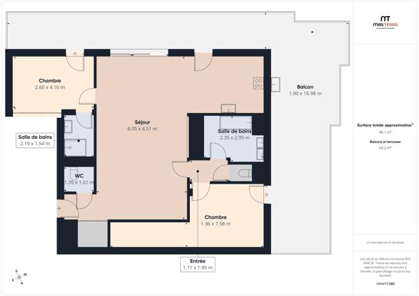 Appartement
         3 pièces
        - 97 m² Bien prestige 493 500 € *