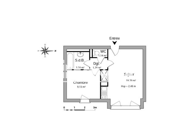 Location Appartement 2 pièces 35.58 m² - 8 RUE LEGOUY Rouen 76000
