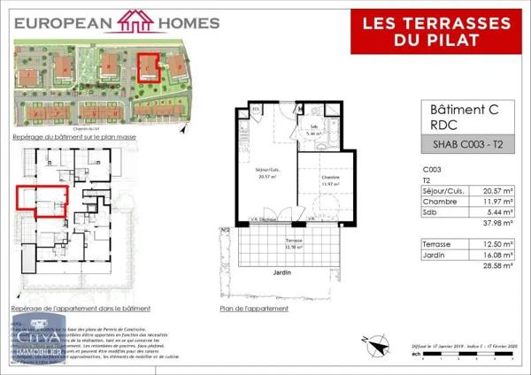 Appartement à louer 2 pièces 37.98m² Chasse-sur-Rhône (38670)