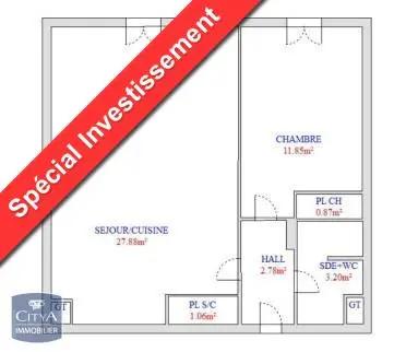 Vente appartement 2 pièces de 47.5m²